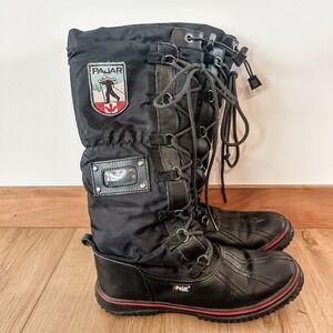 Pajar Canada Gripper Boots Womens 8‎ - 8.5 Nylon Leather Tall Lace Up Boots Grip